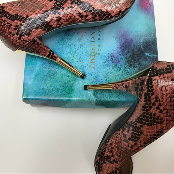 EUC CHRISTIAN SIRIANO Cap Snake Print Pink Heels👠 - Picture 8 of 8